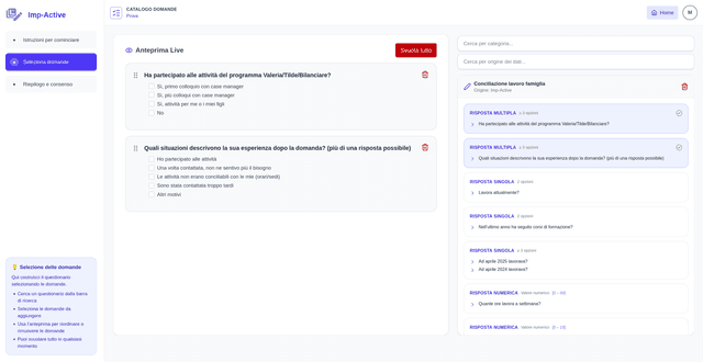 Seleziona le domande