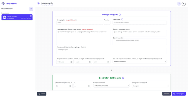 Descrivi il tuo progetto